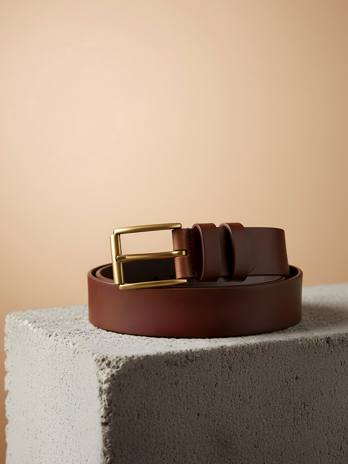 Gold-Buckle Leather Belt gallery image