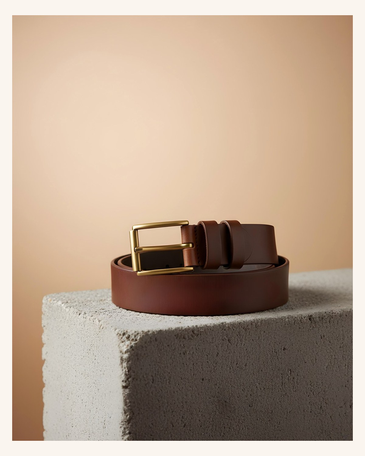 Gold-Buckle Leather Belt