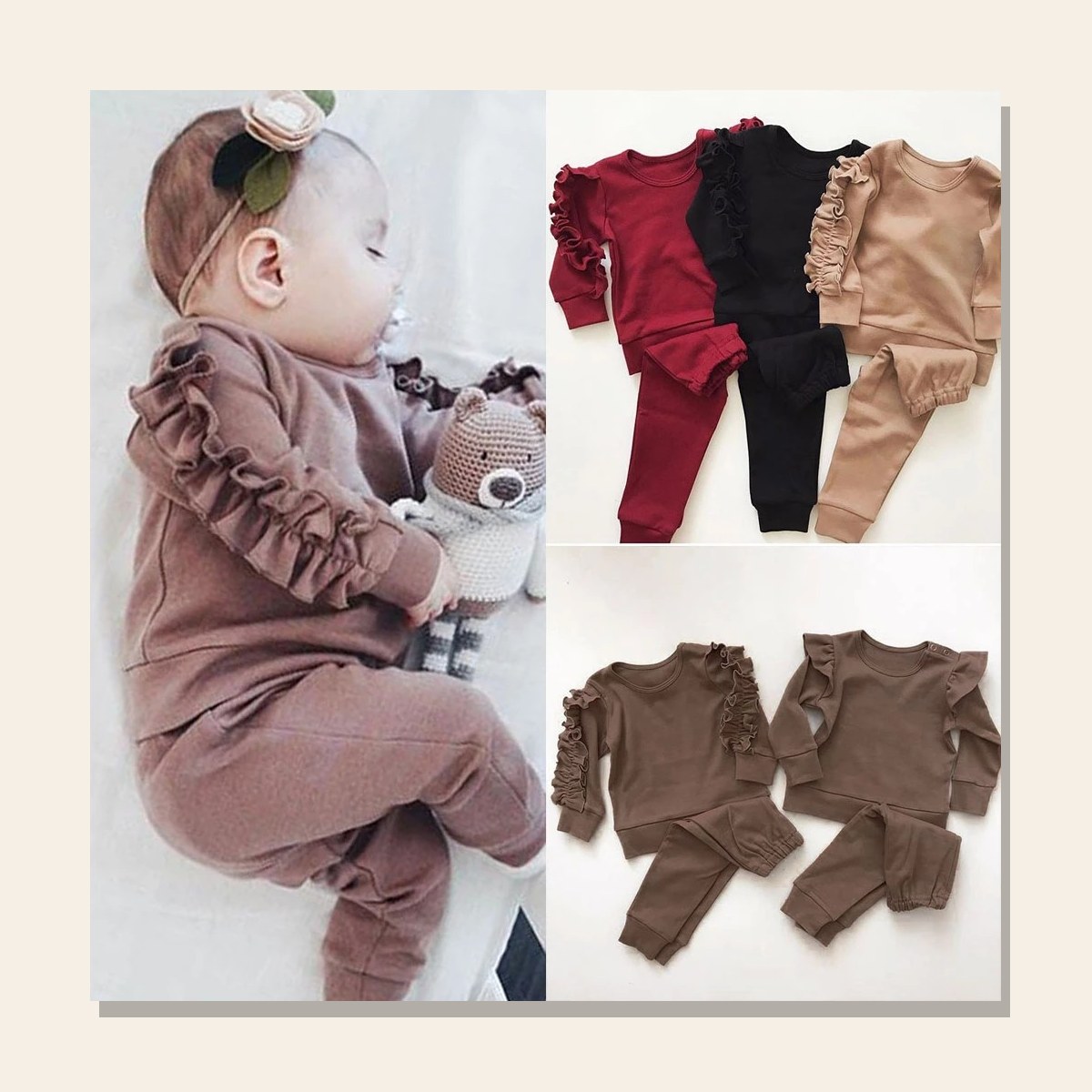 Kids Ruffle Jumper Two-Piece Set studio product photo