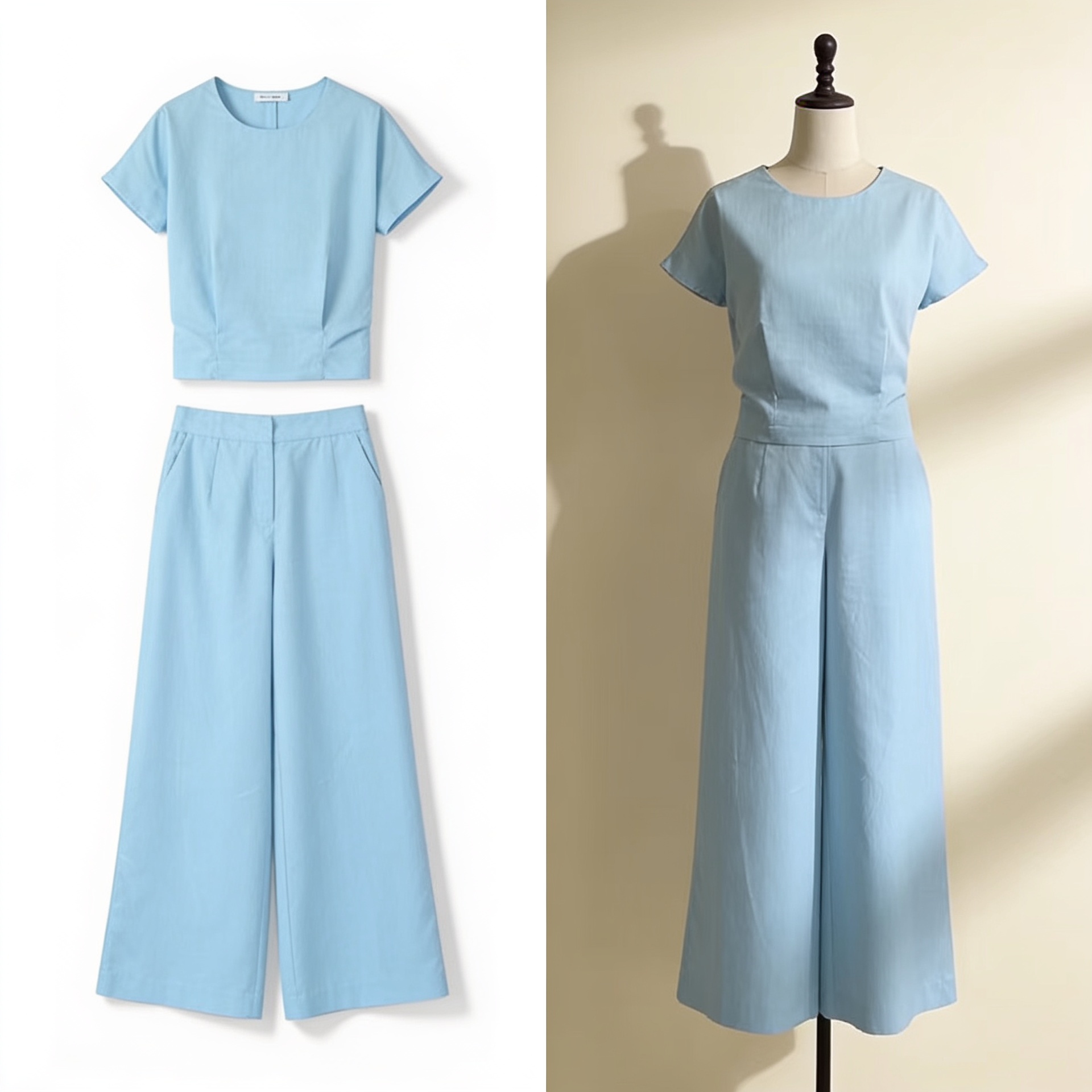 Short-Sleeve Commuter Two-Piece Set solid studio product photo for Velvet Souq UAE