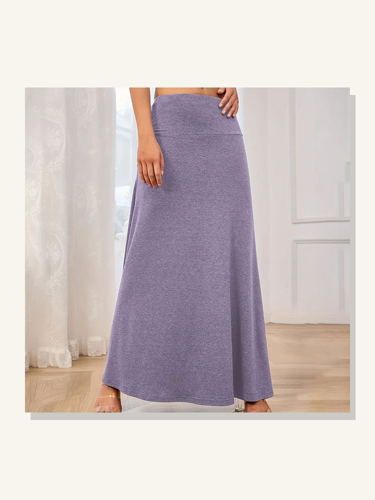 Knitted Solid Midi Skirt solid studio product photo for Velvet Souq UAE