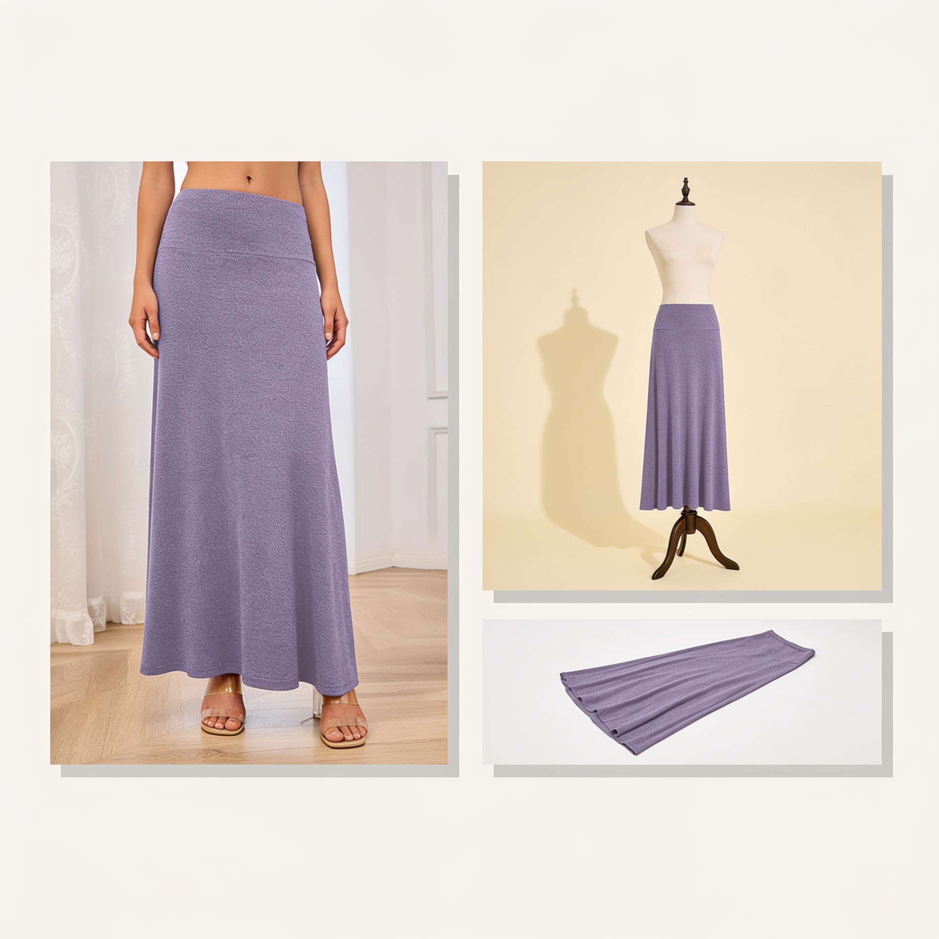 Knitted Solid Midi Skirt gallery image