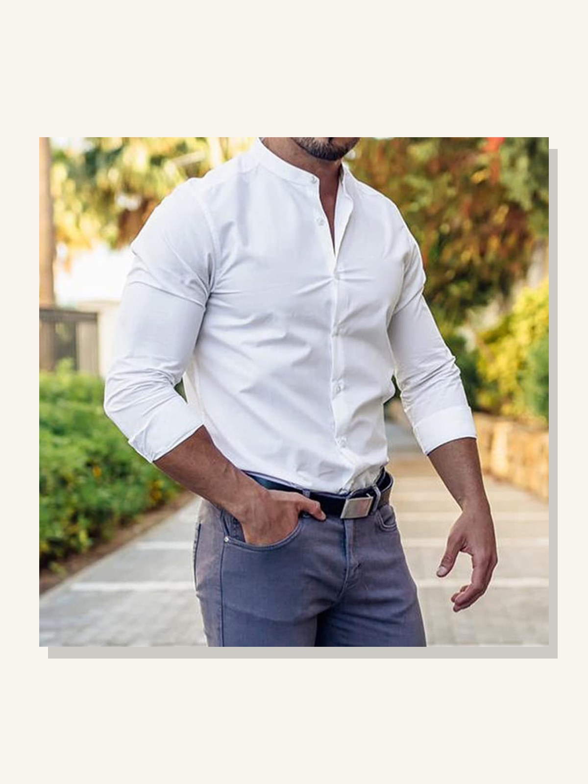 Men’s Solid Button-Down Shirt solid studio product photo for Velvet Souq UAE