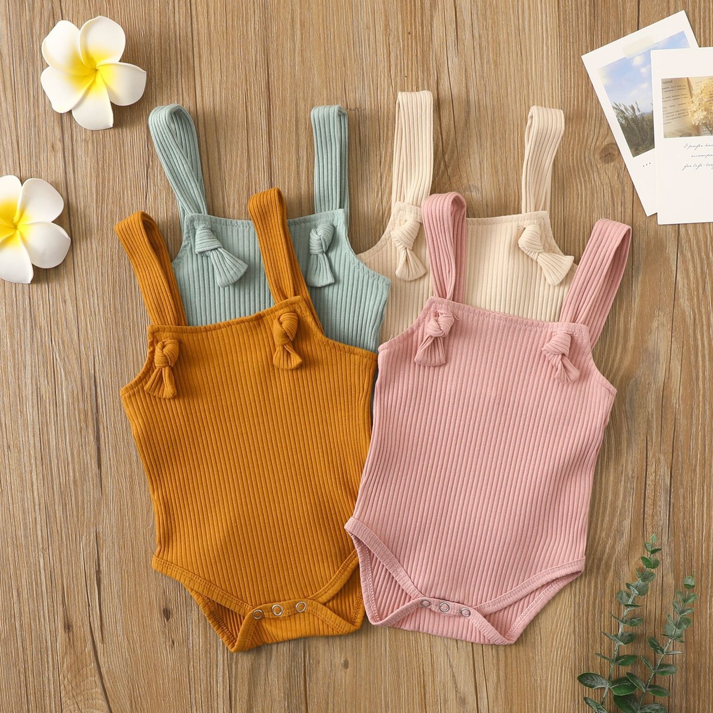 Baby Cotton Pit Strap Small Romper clean ecommerce product photo for Velvet Souq UAE