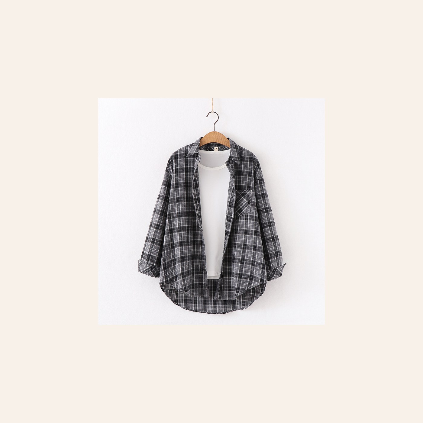 Brand Plaid Shirt Ladies Loose Plus Size Blouse gallery image
