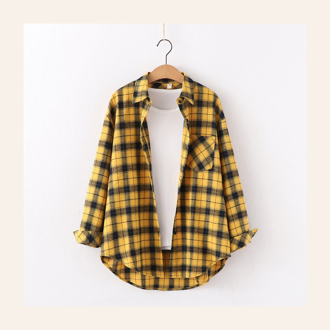 Brand Plaid Shirt Ladies Loose Plus Size Blouse clean ecommerce product photo for Velvet Souq UAE
