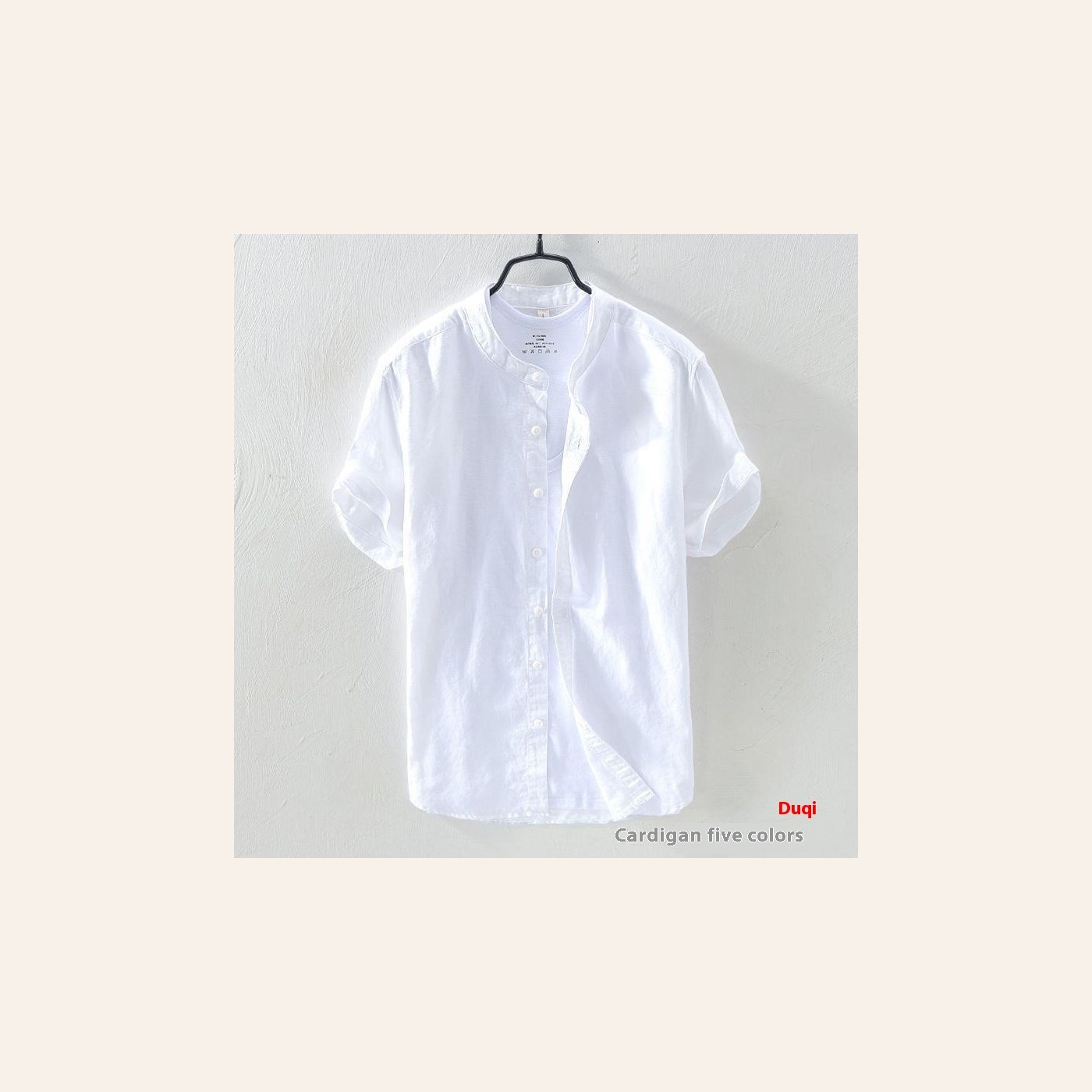 Japanese Linen Shirt Gents Up-To-Neck clean ecommerce product photo for Velvet Souq UAE