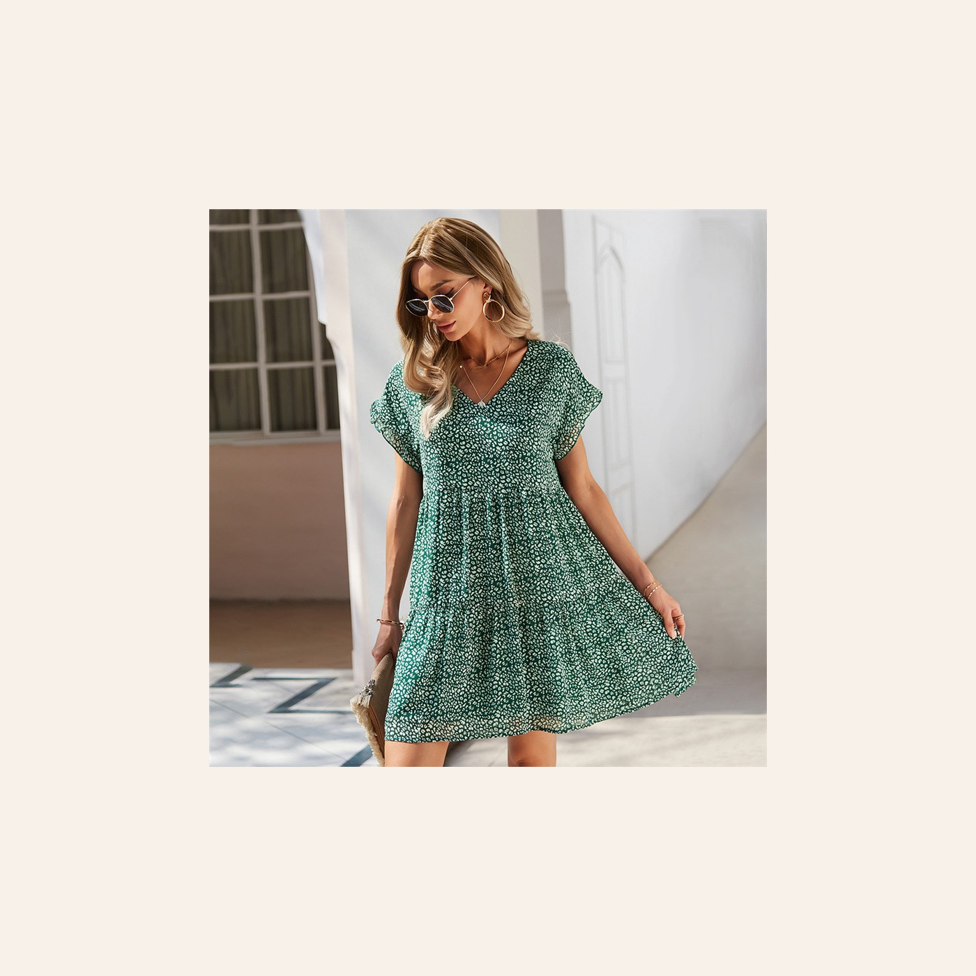 Ladies Ruffle Loose Short Dress Summer Chiffon Dress gallery image