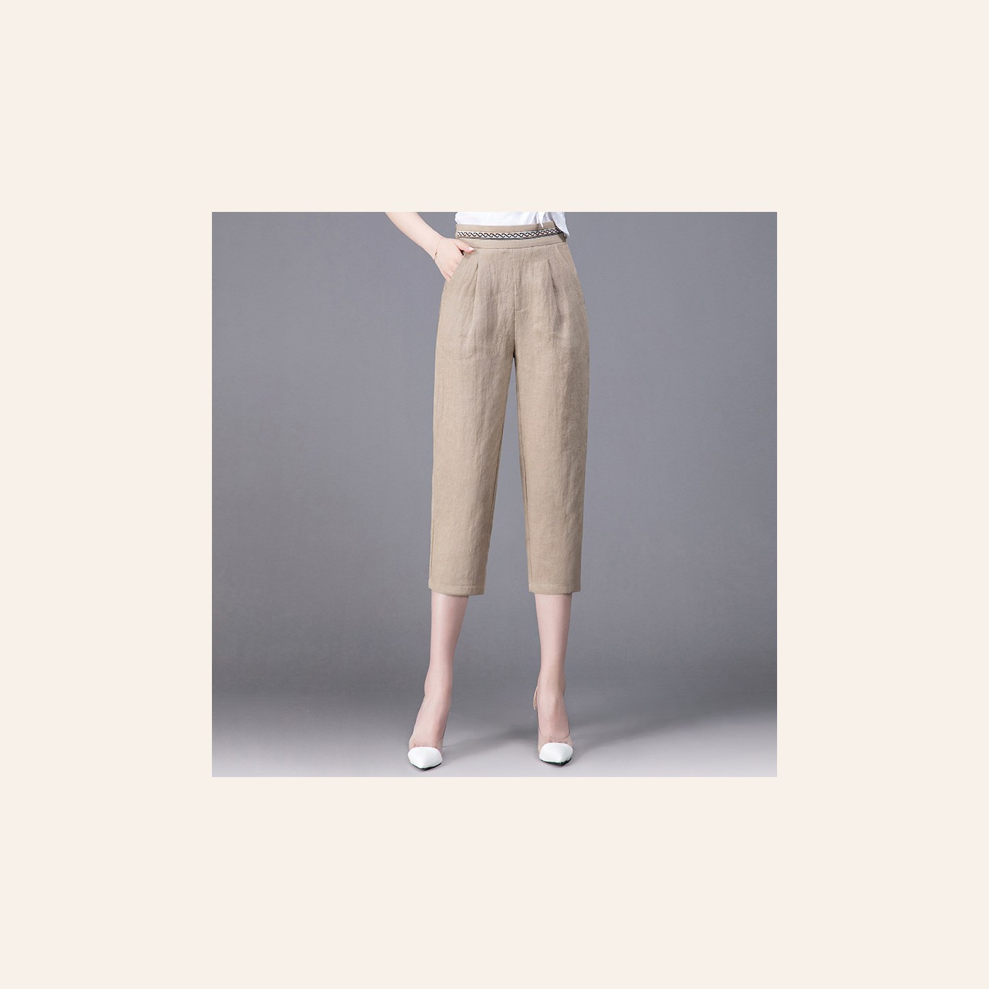 Linen Pants Summer Loose Harem Pants Ladies clean ecommerce product photo for Velvet Souq UAE