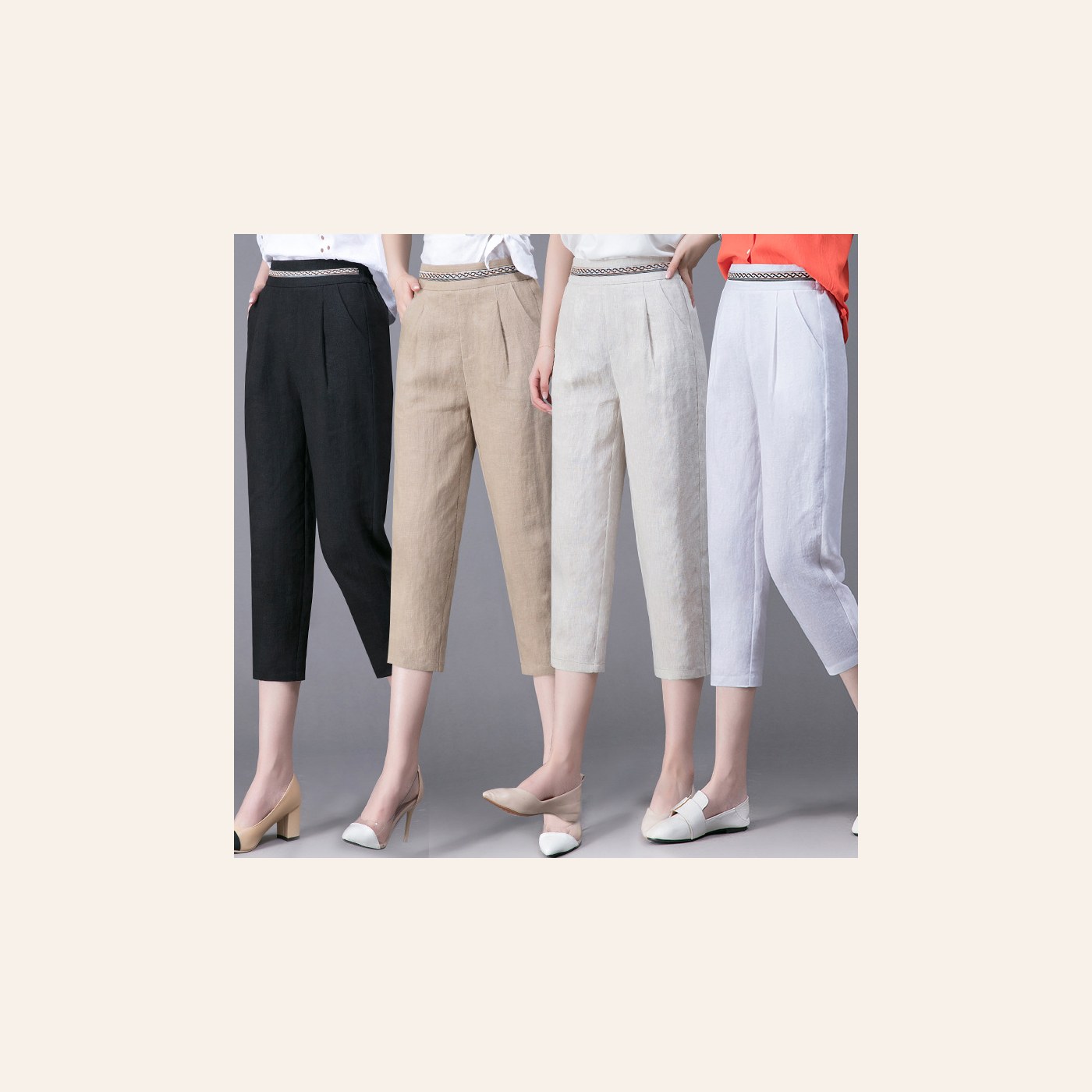 Linen Pants Summer Loose Harem Pants Ladies gallery image