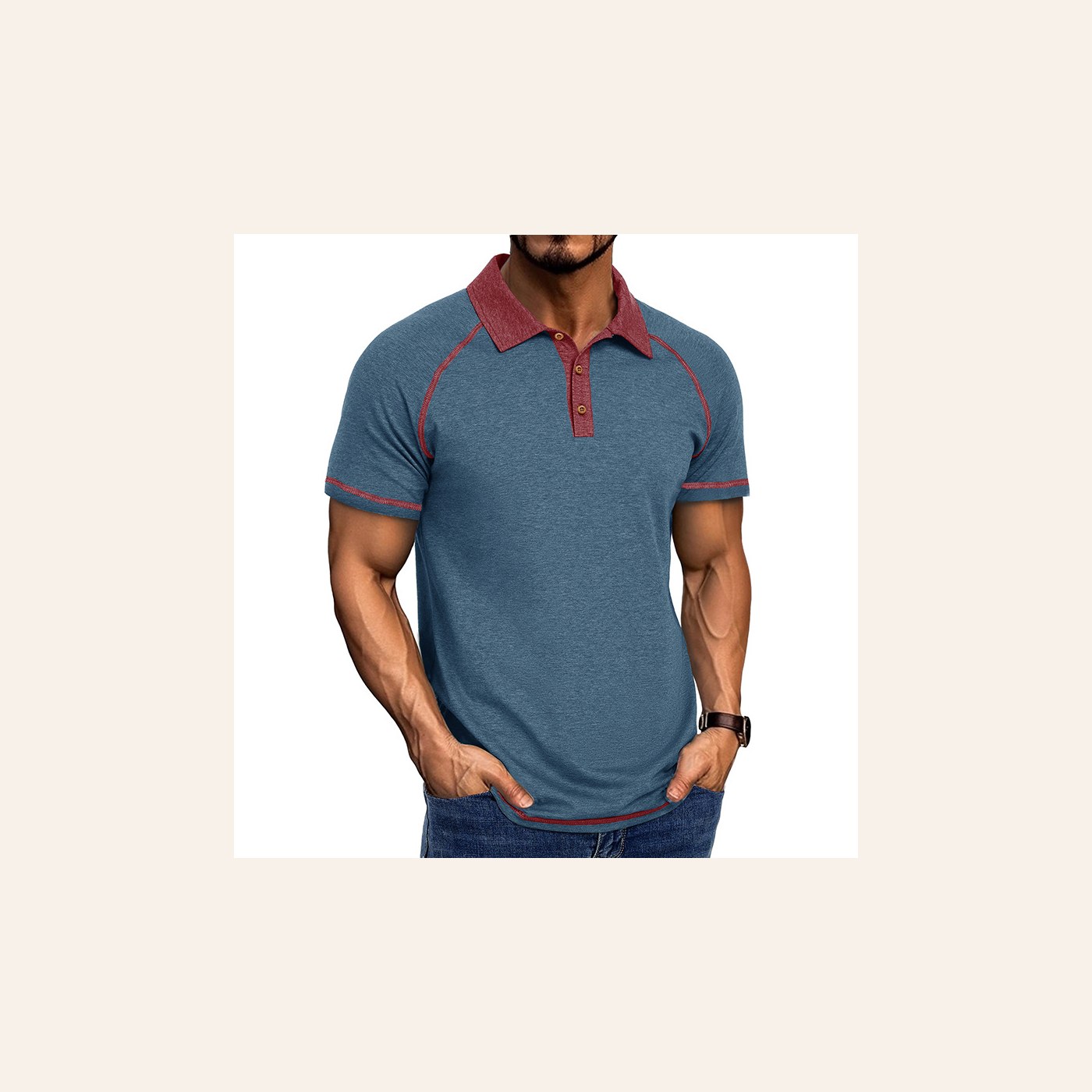 Short-Sleeved Lapel T-Shirt Polo Bottoming Shirt Gents Set clean ecommerce product photo for Velvet Souq UAE