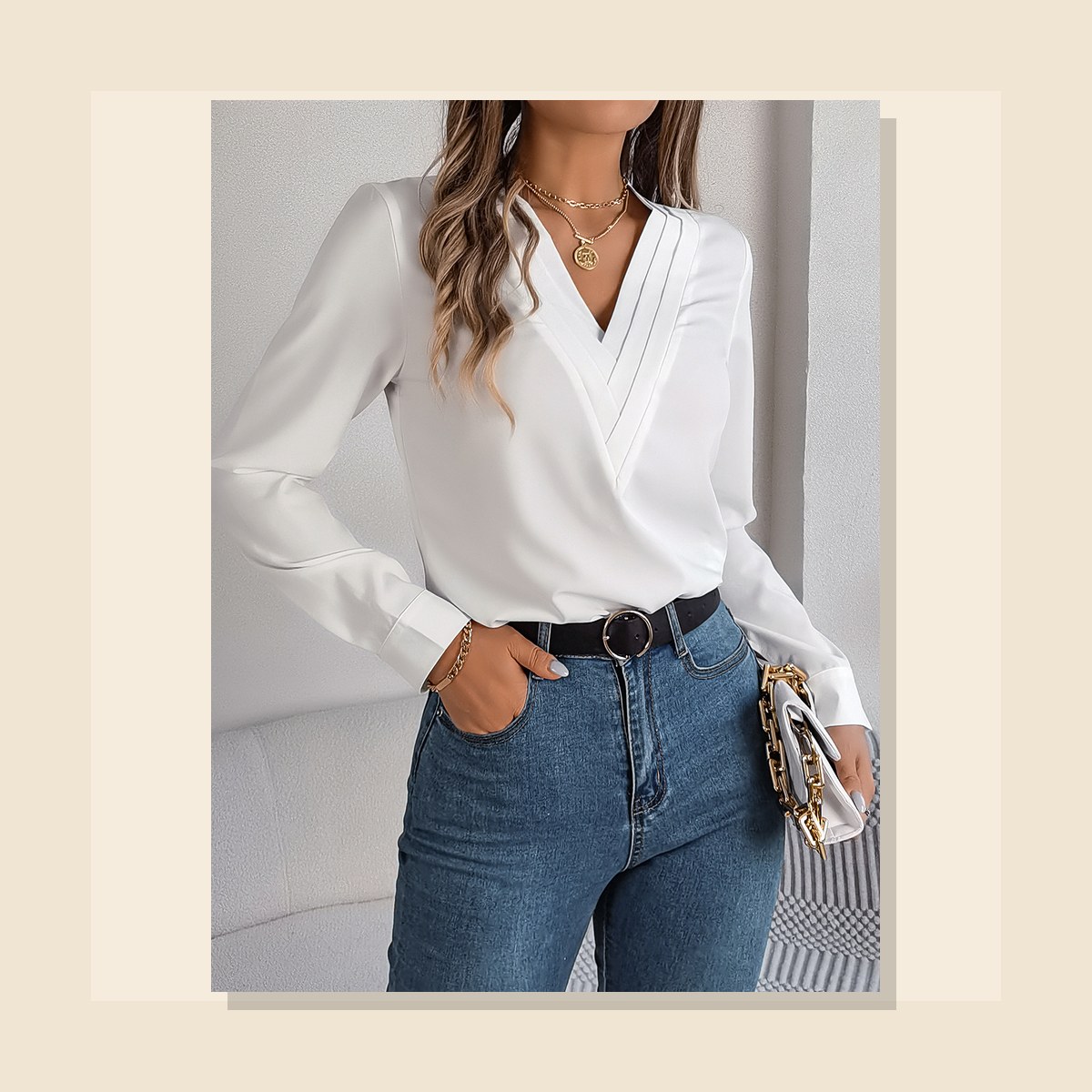 Ladies Commuter V-Neck Blouse gallery image