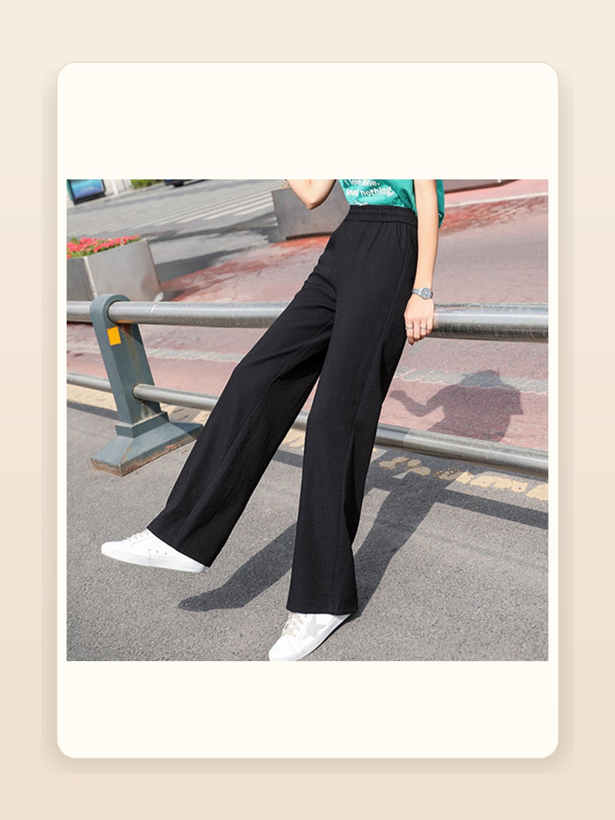 Ladies Linen Wide-Leg Pants gallery image
