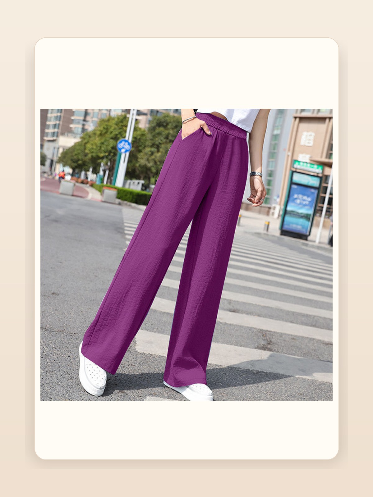 Ladies Linen Wide-Leg Pants gallery image